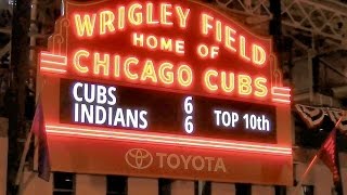 TopBottom 10th  3 Flips Wrigley Field Marquee Cubs World Series Champions Wrigleyville [upl. by Churchill]