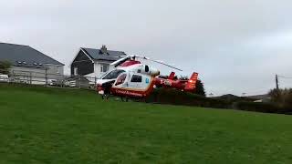 Cornwall air ambulance takeoff from the farm padstow [upl. by Artenehs]