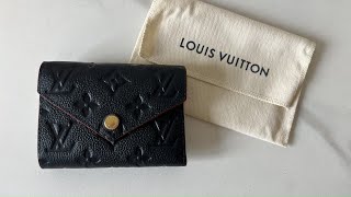 Louis Vuitton Victorine Wallet Monogram Empreinte Marine Rouge Navy LV藏蓝色三折钱包压纹老花 M64577 钱夹 [upl. by Natsrik]