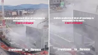 Il video della nube di polvere che si innalza dopo il crollo nel cantiere Esselunga a Firenze [upl. by Yaluz]