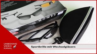 Sportbrille mit 3 farbigen Wechselgläsern  Unboxing Video [upl. by Ibby]