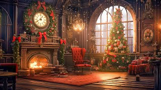 Winter Night Jazz in Cozy Coffee Shop 🎄 Warm Christmas Ambience with Fireplace Sounds to Relax Work [upl. by Salamone]