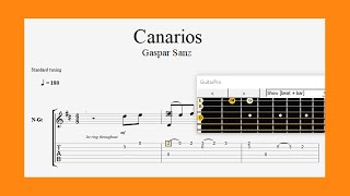 Canarios  Gaspar Sanz  1640  1710   Classical guitar tab [upl. by Angadresma890]