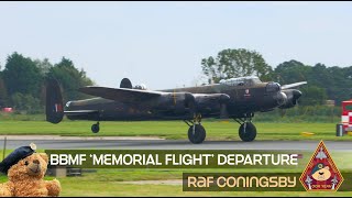 BATTLE OF BRITAIN MEMORIAL FLIGHT BBMF DEPARTURE RAF CONINGSBY • LANCASTER SPITFIRE amp HURRICANE [upl. by Oiliruam]