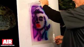 Gary Worthington TShirt Airbrush Demo Marilyn Monroe [upl. by Ramahs]