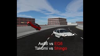 Ae86 Vs EG6 Takumi Fujiwara vs Shingo Shoji  Roblox Initial D Remake 4 [upl. by Veta]