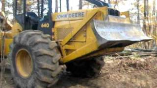 Logging with John Deere 640 Skidder 1192010 193 [upl. by Meek]