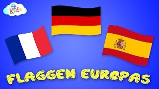 Alle Flaggen und Länder Europas lernen für Kinder und Kleinkinder deutsch [upl. by Hannavahs]