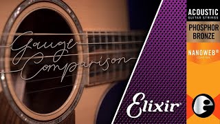 Acoustic Guitar String Gauge Showdown Elixir Phosphor Bronze String Gauge Comparison [upl. by Flyn]