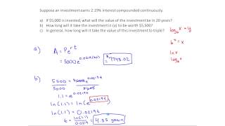 Continuously Compounding Interest Example MTH 145 Section 41 [upl. by Dylana867]