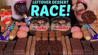 ASMR LEFTOVER DESSERT RACE MINI DOVE ICE CREAM BARS CHOCOLATE CHIP MOUSSE CAKE NUTELLA KINDER 먹방 [upl. by Soelch]