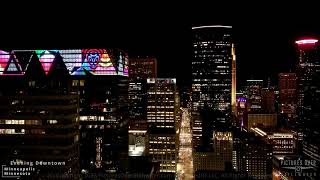 Drone Aerial Video Evening Downtown Minneapolis Minnesota [upl. by Bradstreet]