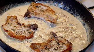 Côtelettes de porc à la sauce aux champignons amp crème 🥩🥛  Côtelettes en sauce  Recette  306 [upl. by Saltzman]