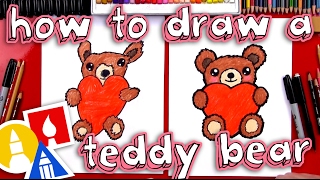 How To Draw A Teddy Bear Holding A Heart [upl. by Sartin901]