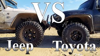 Jeep Wrangler Rubicon vs Toyota FJ Cruiser Interco TSL SX2 vs Maxxis Trepador off road 4x4 [upl. by Ilwain884]