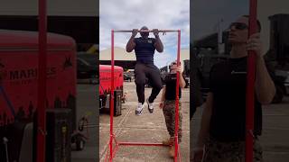 Sailor taking on marine pull up challenge  220lb 🦾🇺🇸 [upl. by Ola]