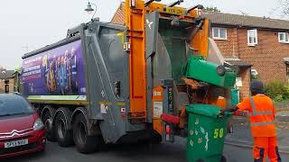 Nottingham city council Dennis olympus elite 6 empying green refuse bins [upl. by Coltun]