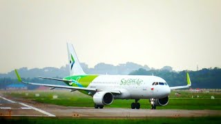 Salam air first time in Trivandrum crosswind Landing and Takeoff [upl. by Jepum]