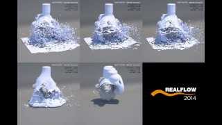 RealFlow 2014  Sneak Peek 3  Comparison of Hybrido Viscosity settings [upl. by Nenerb]