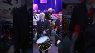 Festive massed pipe bands playing in Market Square for Inverurie Christmas Festival 2023 shorts [upl. by Nellahs]