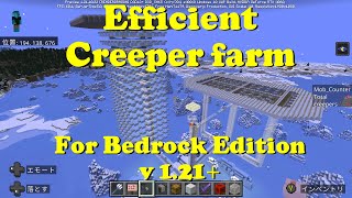 Minecraft Efficient Creeper farm for Bedrock v121 1 double chest of gunpowder per hour [upl. by Edak]