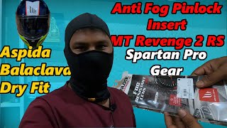 Anti Fog Pinlock insert for mt revenge 2 rs helmet  Aspida Balaclava Dry fit Spartan Pro gear [upl. by Esinrahs]