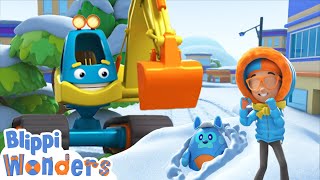 Blippis Snowy EXCAVATOR Song  Blippi Wonders Educational Cartoons [upl. by Lleral503]