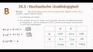 243 B Stochastische Unabhängigkeit mit Vierfeldertafel [upl. by Wieren]