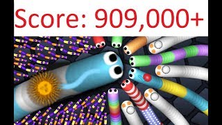 World record in slitherio  Score  909000 High lights 세계 기록 世界記録 [upl. by Oiceladni]