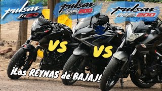 ¡Una MASACRE Pulsar N250 Vs Pulsar Ns200 Vs Pulsar Rs200  Aguacate Motovlogs [upl. by Lorrayne]