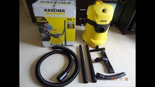 Karcher WD 3 MultiPurpose Vacuum Cleaner unboxing and demo video  Please read the description [upl. by Nela]