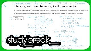 Integrale Konsumentenrente Produzentenrente  Volkswirtschaftslehre [upl. by Nirmak344]