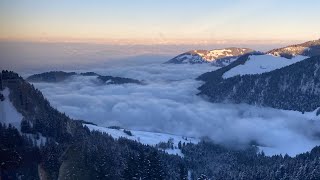 🇨🇭 Montreux–Glion–RochersdeNaye Railway in the winter [upl. by Erasaec]