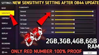 OB44 After Update New Sensitivity Setting In Free Fire  200 Sensitivity For 2GB 3GB 4GB 6GB RAM [upl. by Nonnerb878]