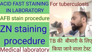 AFB staining procedure  acid fast stain  zn stain for mycobacterium tuberculosis [upl. by Erdnaid]