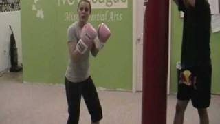 Severna Park Womens kickboxing  12 combo on the heavy bag [upl. by Ahsocin]