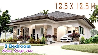 HOUSE DESIGN IDEA  125 X 125 Meters  3 Bedroom Pinoy House [upl. by Dupuis98]