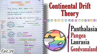 Continental Drift Theory  World Geography  Handwritten notes  Lec29  An Aspirant [upl. by Amesari]