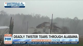 Storm Chaser On Alabama Tornado Destruction [upl. by Renruojos]