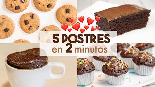 5 POSTRES en MICROONDAS 🍫🍪  en 2 minutos [upl. by Monk122]