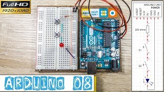 Arduino08Câblage de 2 boutons poussoirs en SERIE sur la Breadboard [upl. by Imer106]