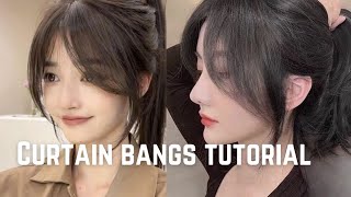 curtain bangs tutorial ✨✨🌼🌺🌸💮💗 viral viralvideo trending fashion style music [upl. by Salkcin]