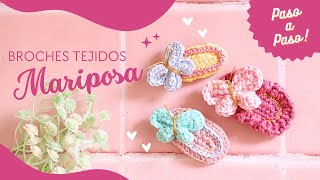 BROCHES MARIPOSA 🦋 TEJIDOS A CROCHET  PASO A PASO [upl. by Sioled]