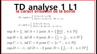 TD analyse 1 Général SUP inf MIN MAX la caracterisation de la borne [upl. by Aym]