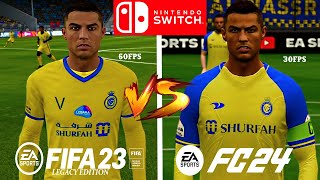 FC 24 VS FIFA 23 LEGACY EDITION NINTENDO SWITCH COMPARISON  FRAME RATE TEST [upl. by Ardekahs]