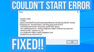 Valorant  How To Fix Couldnt Start Error [upl. by Nauq514]