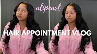 hair vlog  middle part bussdown  bombshell curls  136 body wave wig ft alipearl hair [upl. by Barden]