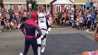 The Best Spiderman amp StormTrooper dance off Ever Boogie Storm [upl. by Animlehliw828]