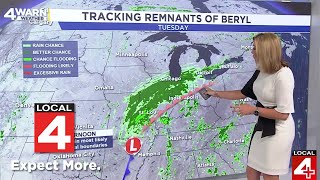 Hurricane Beryl remnants to reach Metro Detroit this week What to know [upl. by Ardnaid5]