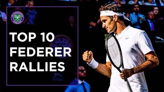 10 Incredible Roger Federer Rallies at Wimbledon [upl. by Sokem]